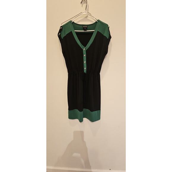 En Focus Studio Black & Green Short Cap Sleeve Dress‎ Sz.8 - Picture 1 of 1
